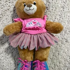 Build-A-Bear Brown Bear with Pink Tutu and Blue Shoes